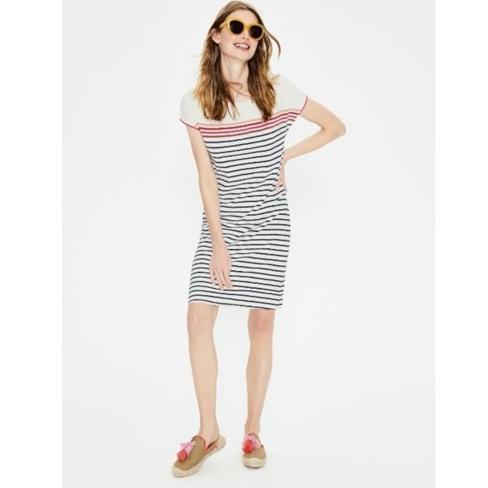 Boden Paulina Jersey Dress Ivory Multi Stripe J0198 US 6